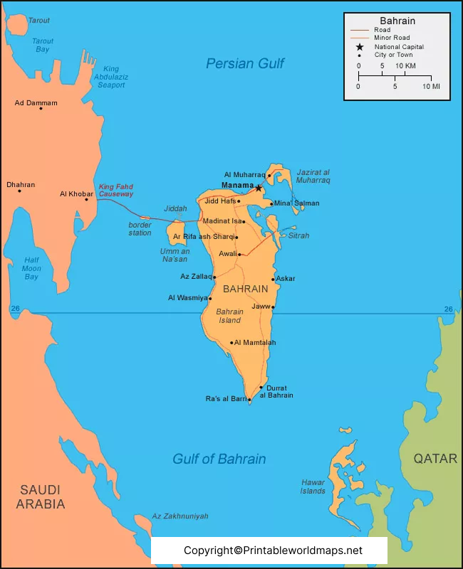Labeled Map of Bahrain with States, Capital & Cities 2 Labeled Map of Bahrain
