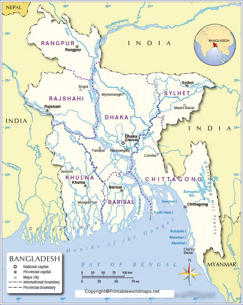 Labeled Map of Bangladesh with States, Capital & Cities 4 Labeled Map of Bangladesh with Cities 815x1024 1