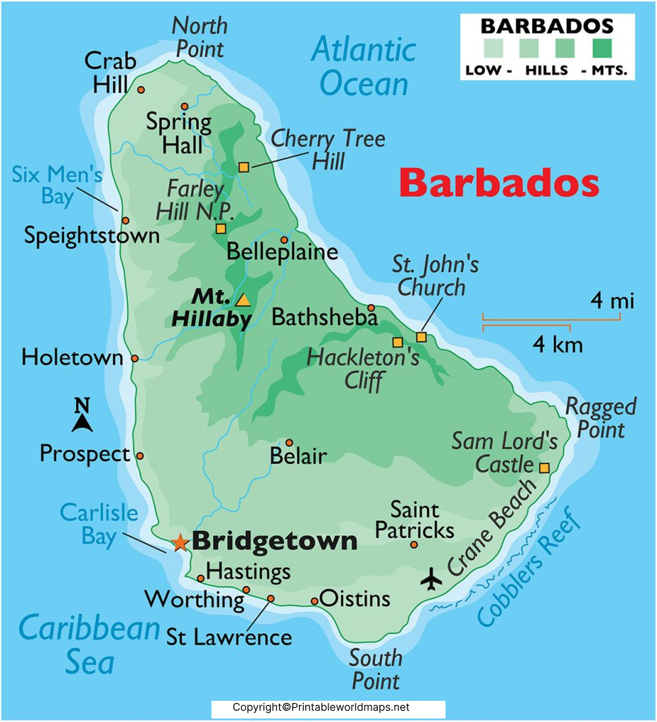 Labeled Map of Barbados with States, Capital & Cities 5 Labeled Map of Barbados with Capital 932x1024 1