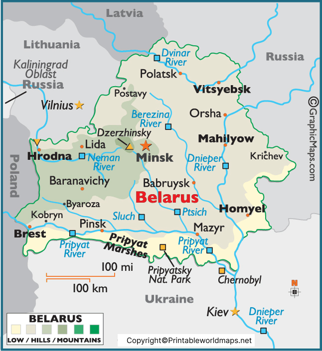 Labeled Map of Belarus with States, Capital & Cities 5 Labeled Map of Belarus with Capital