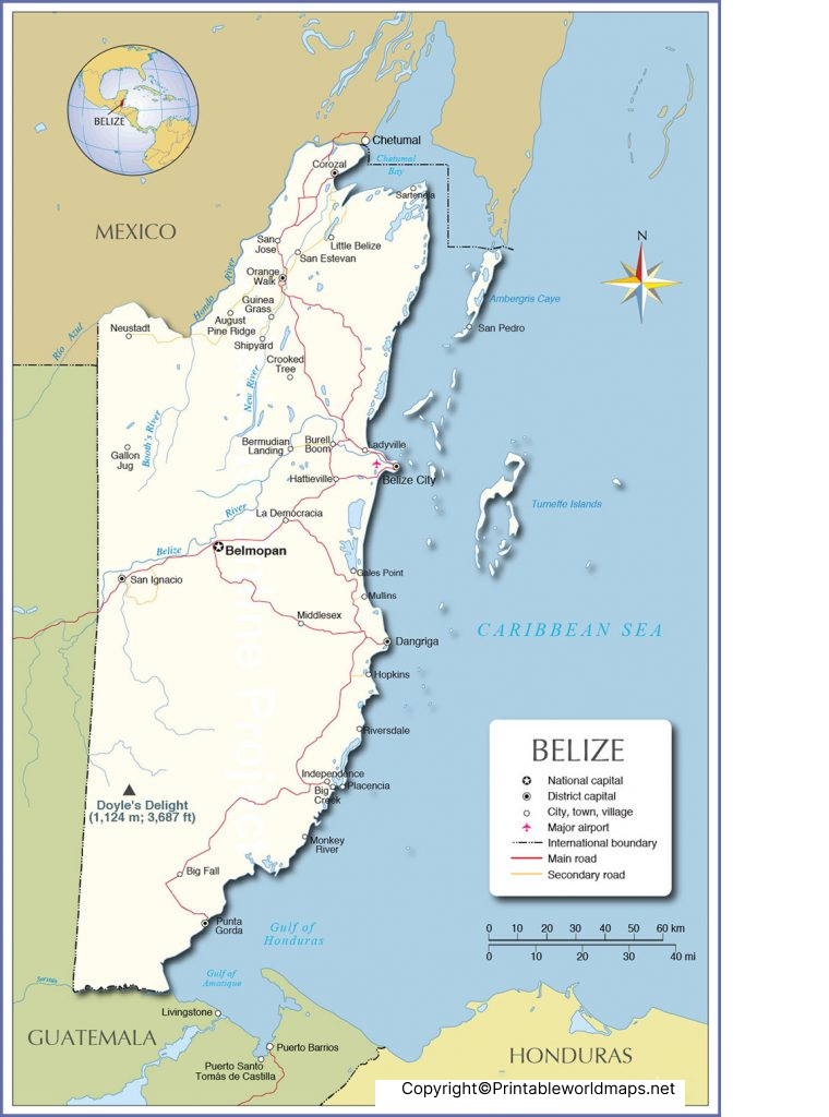 Labeled Map of Belize with States, Capital & Cities 4 Labeled Map of Belize with Cities 661x1024 1