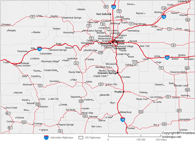 Labeled Map of Colorado with Capital & Cities 4 Labeled Map of Colorado with Cities