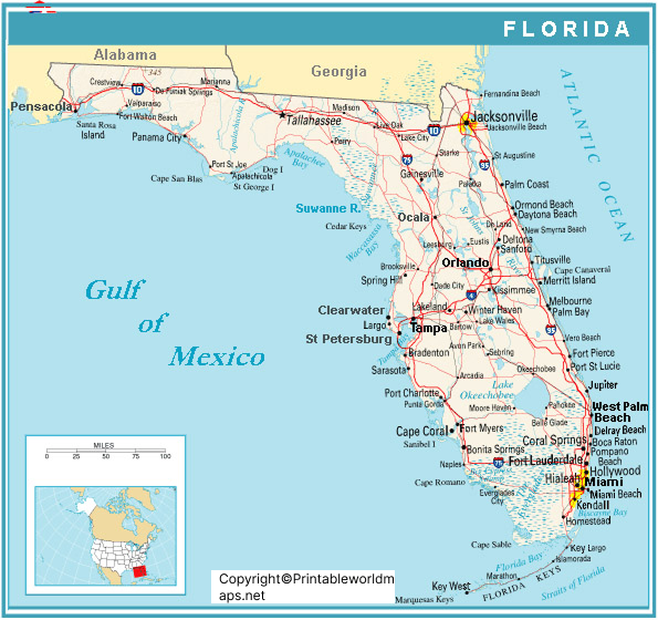Labeled Map of Florida with Capital & Cities 4 Labeled Map of Florida with Cities