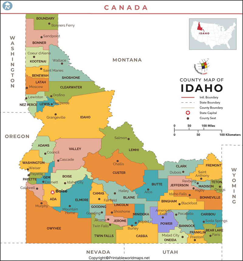 Labeled Map of Idaho Capital & Cities 3 Labeled Map of Idaho State