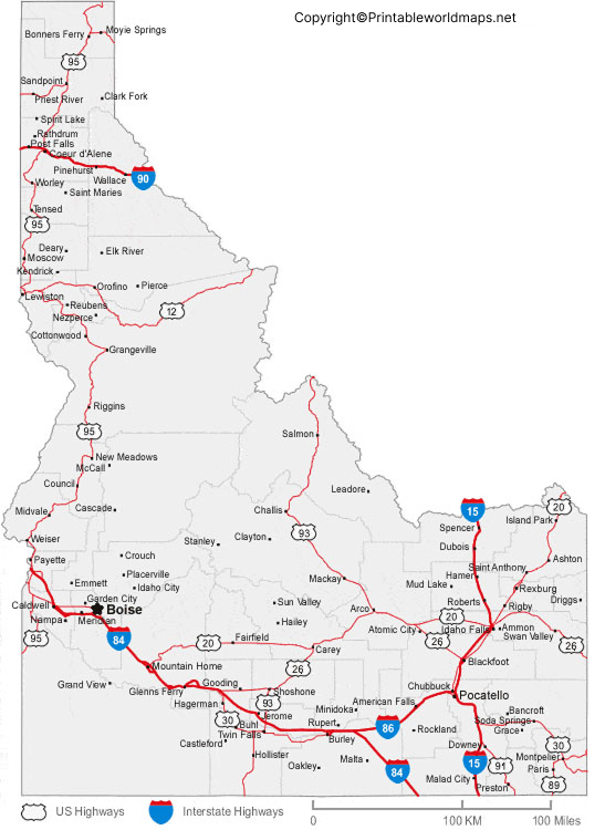 Labeled Map of Idaho Capital & Cities 4 Labeled Map of Idaho With Cities