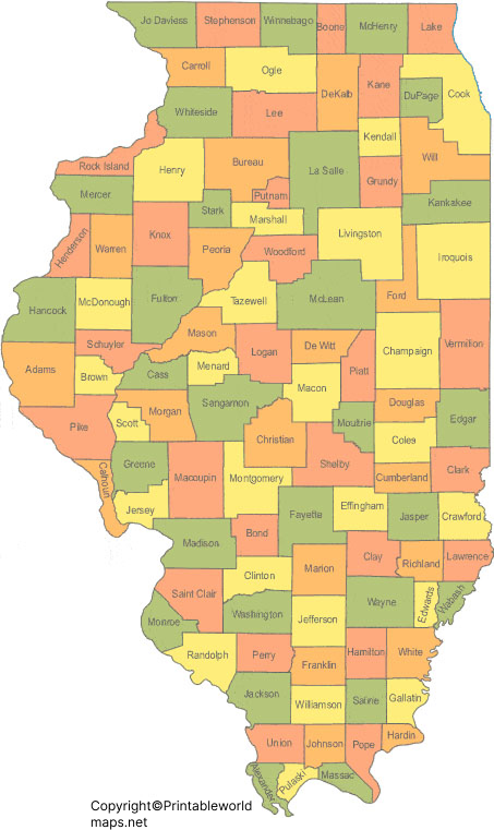 Labeled Map of Illinois with Capital & Cities 3 Labeled Map of Illinois with State