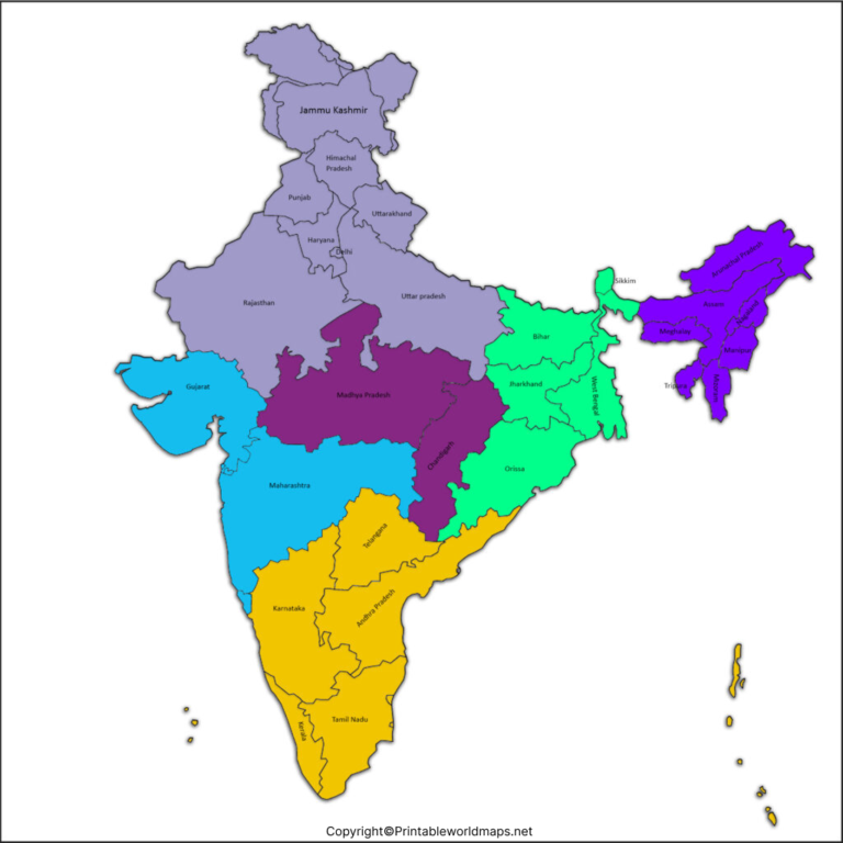 India Map Basic Labeled India Map with States, Capital, and Cities - Printable World Maps