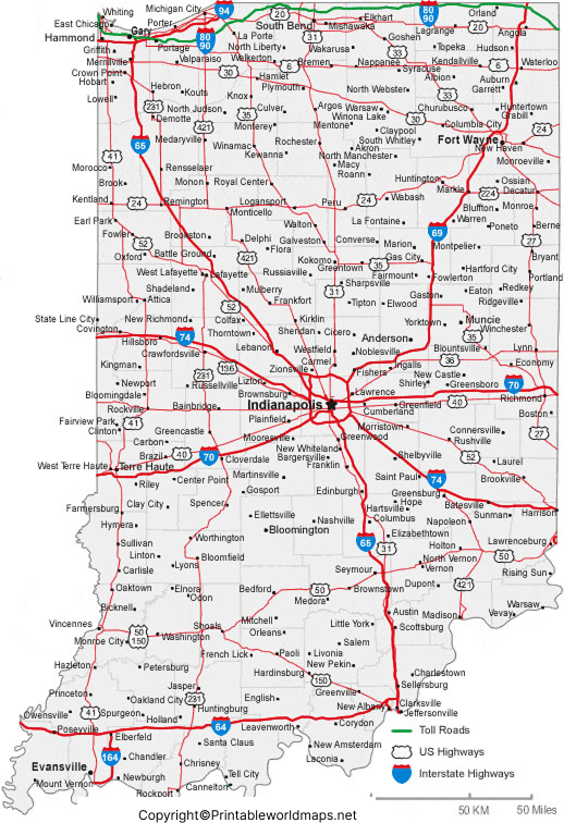 Labeled Map of Indiana with Capital & Cities 4 Labeled Map of Indiana with Cities