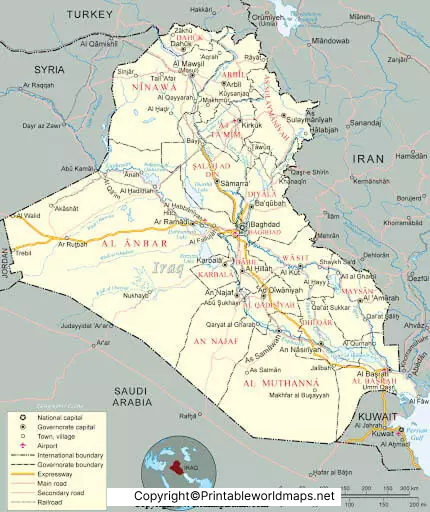 Labeled Map of Iraq with States, Capital & Cities 5 Labeled Map of Iraq with Capital