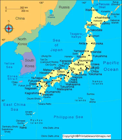 Labeled Map of Japan with States, Capital & Cities 3 Labeled Map of Japan 2