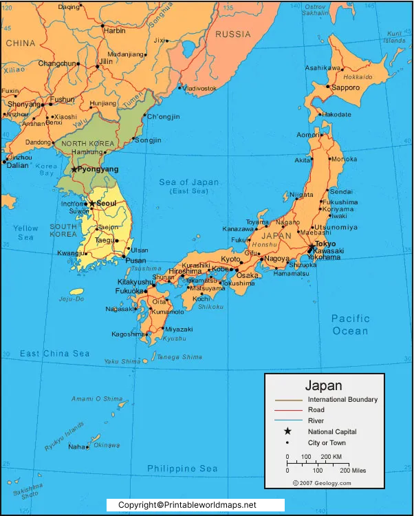 Labeled Map of Japan with States, Capital & Cities 5 Labeled Map of Japan with Cities 2 1