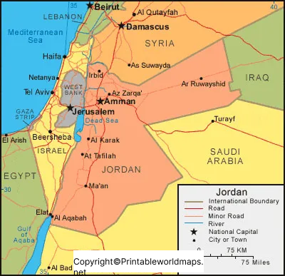 Labeled Map of Jordan with States, Capital & Cities 4 Labeled Map of Jordon with Cities 2