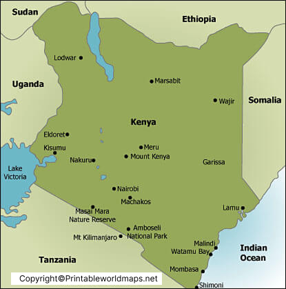 Labeled Map of Kenya with States, Capital & Cities 4 Labeled Map of Kenya with Cities