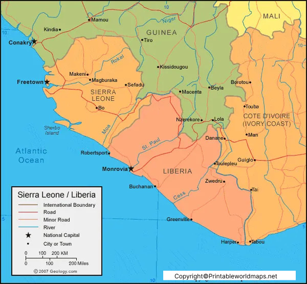 Labeled Map of Liberia with States, Capital & Cities 4 Labeled Map of Liberia with Cities