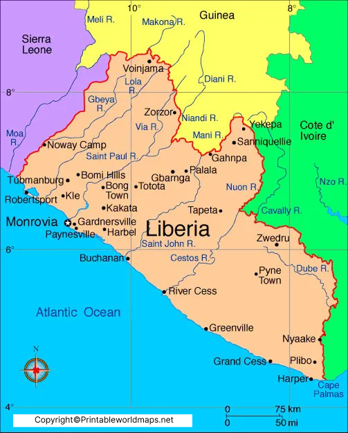 Labeled Map of Liberia with States, Capital & Cities 3 Labeled Map of Liberia with StatesLabeled Map of Liberia with StatesLabeled Map of Liberia with States
