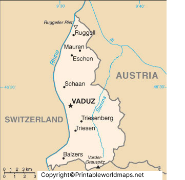 Labeled Map of Liechtenstein with States, Capital & Cities 4 Labeled Map of Liechtenstein with Cities