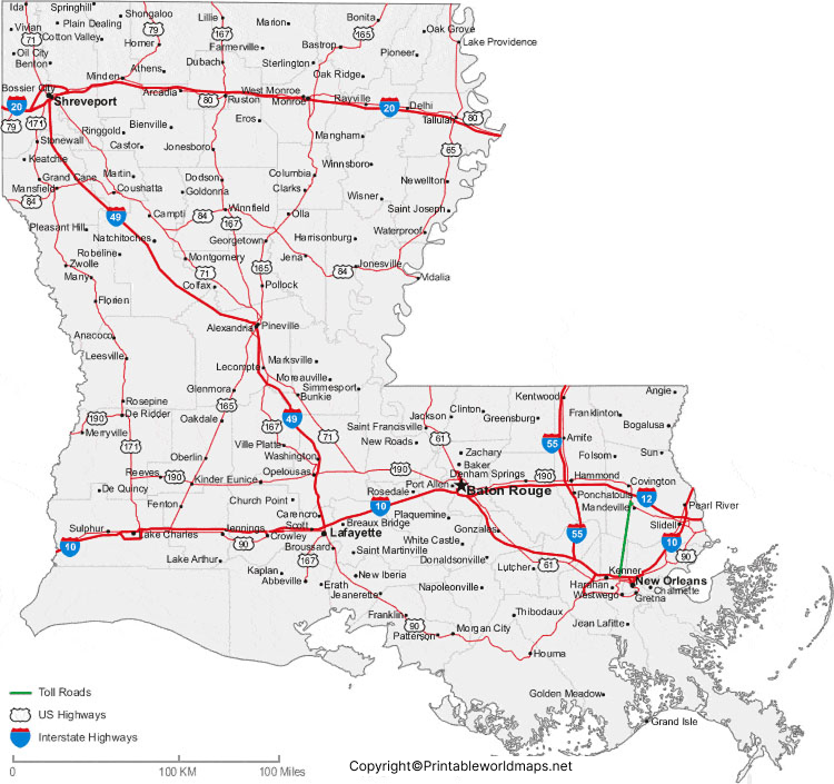 Labeled Map of Louisiana with Capital & Cities 4 Labeled Map of Louisiana with Cities