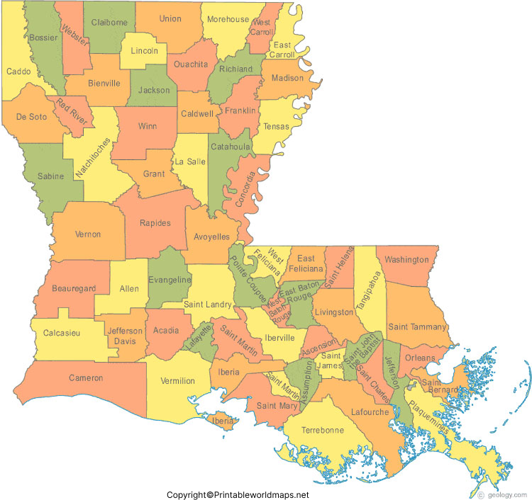 Labeled Map of Louisiana with Capital & Cities 3 Labeled Map of Louisiana with State