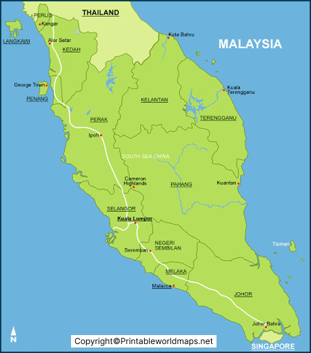Labeled Map of Malaysia with States, Capital & Cities 3 Labeled Map of Malaysia with State 1
