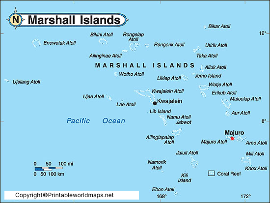 Labeled Map of Marshall Islands with States, Capital & Cities 2 Labeled Map of Marshall Islands