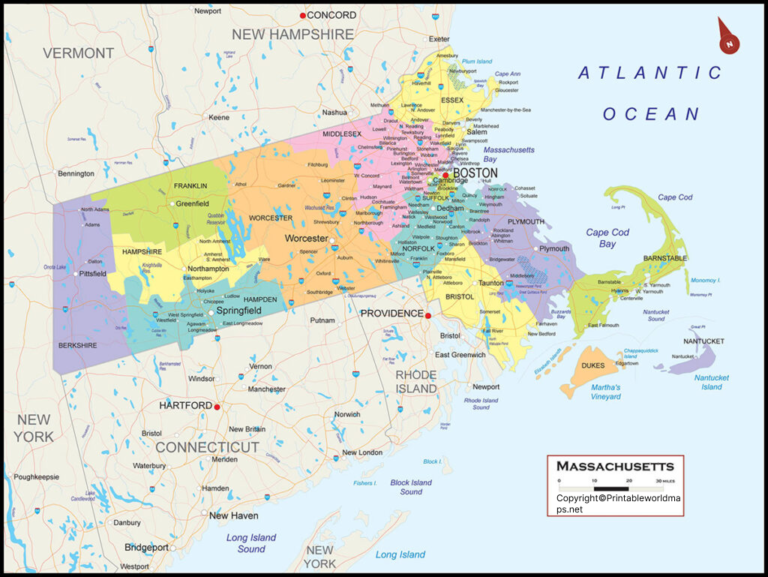 Labeled Map of Massachusetts