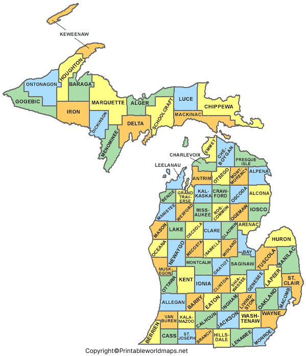 Labeled Map of Michigan with Capital & Cities 3 Labeled Map of Michigan State