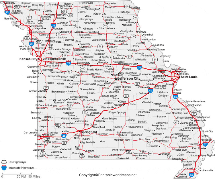 Labeled Map of Missouri with Capital & Cities 4 Labeled Map of Missouri with Cities