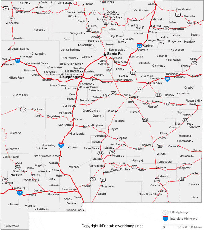 Labeled Map of New Mexico with Capital & Cities 4 Labeled Map of New Mexico with Cities