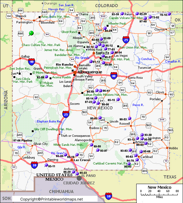 Labeled Map of New Mexico with Capital & Cities 2 Labeled Map of New