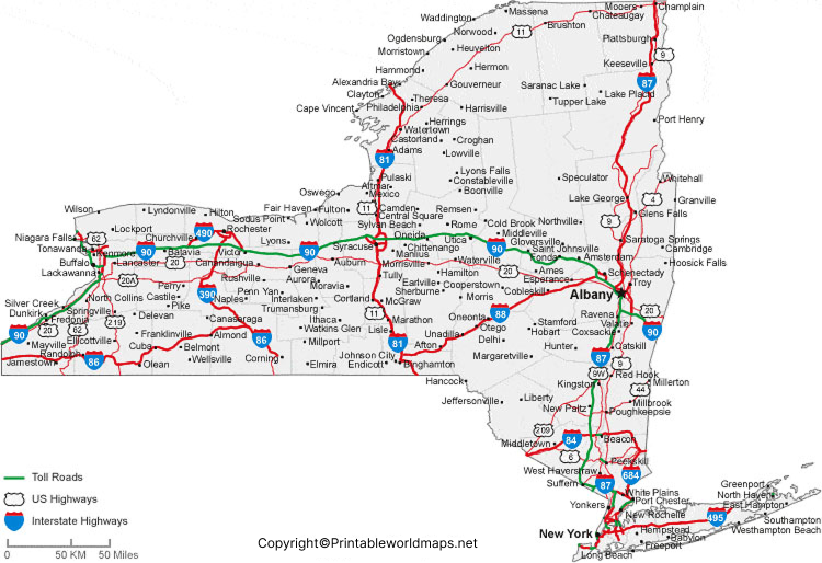 Labeled Map of New York with Capital & Cities 4 Labeled Map of New York with Cities