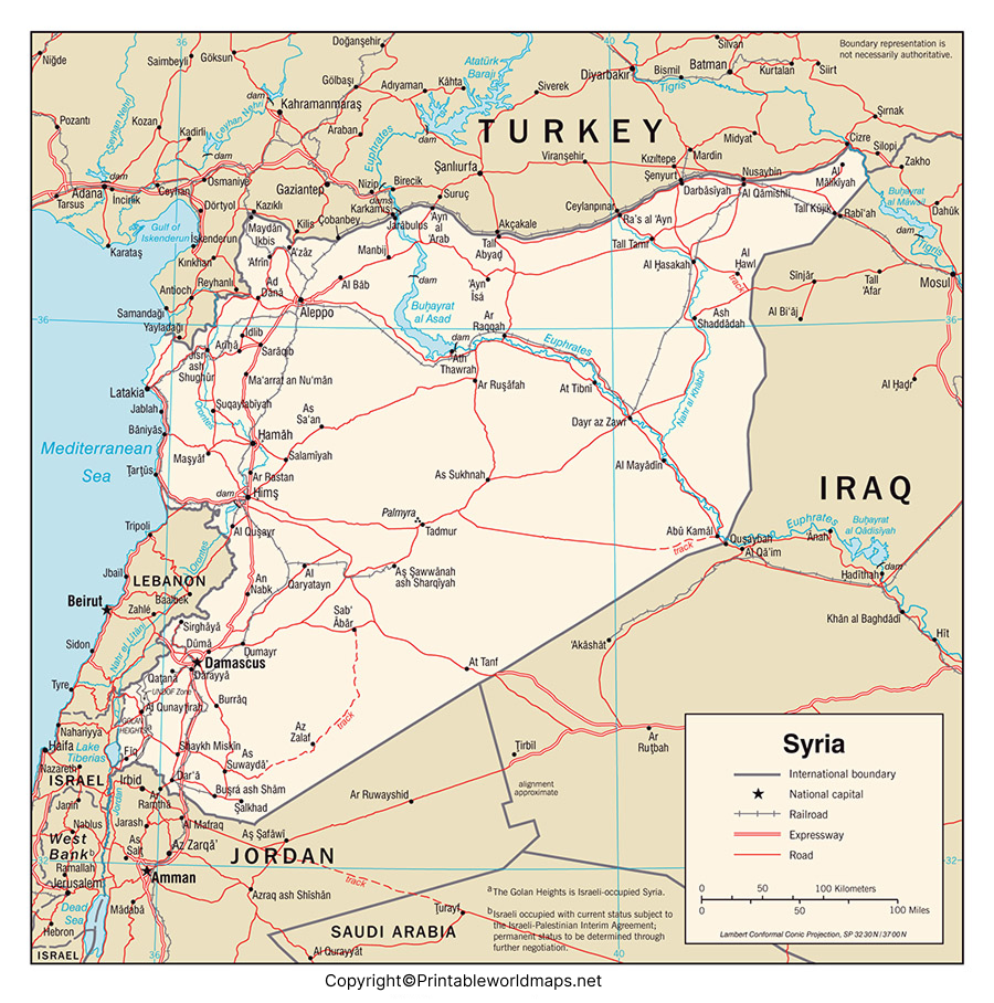 Labeled Map of Syria with States, Cities & Capital 2 Labeled Map of Syria
