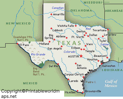 Labeled Map of Texas with Capital & Cities 9 Labeled Map of Texas with Capital