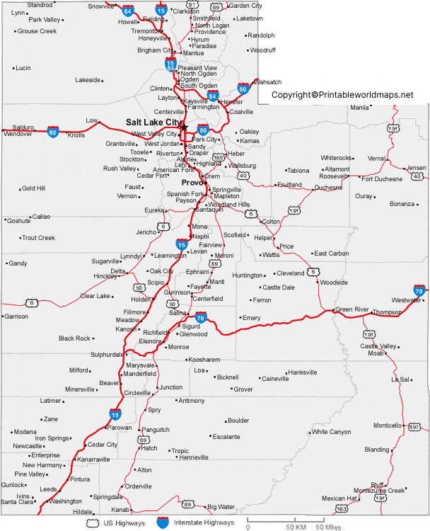 Labeled Map of Utah with Capital & Cities 3 Labeled Map of Utah 2