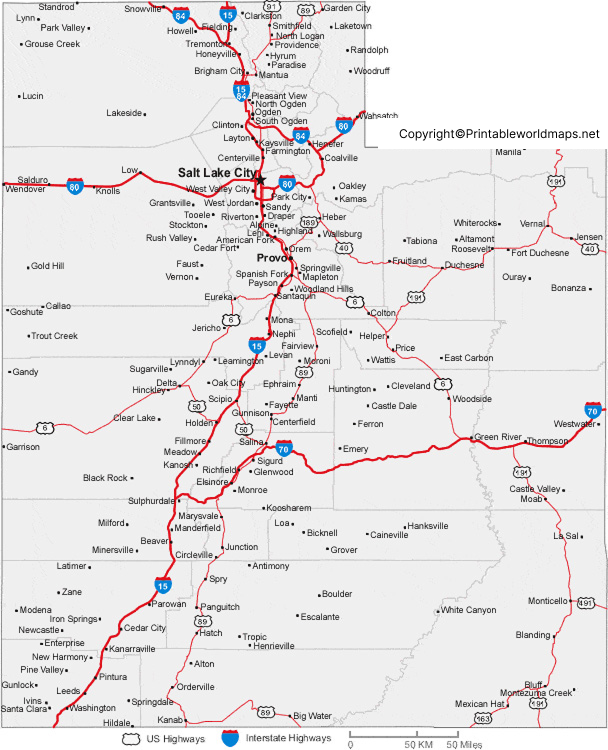 Labeled Map of Utah with Capital & Cities 2 Labeled Map of Utah