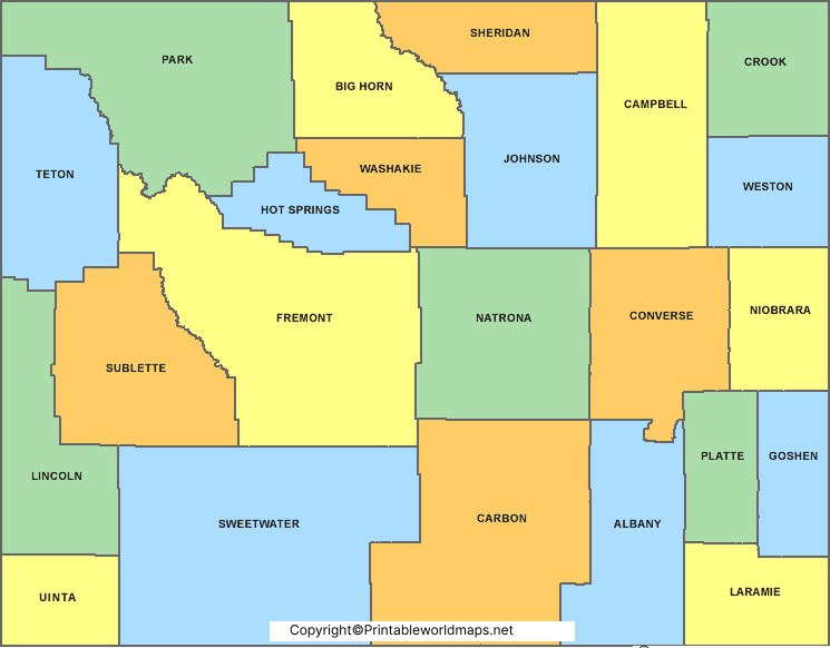 Labeled Map of Wyoming with Capital & Cities 3 Labeled Map of Wyoming with State