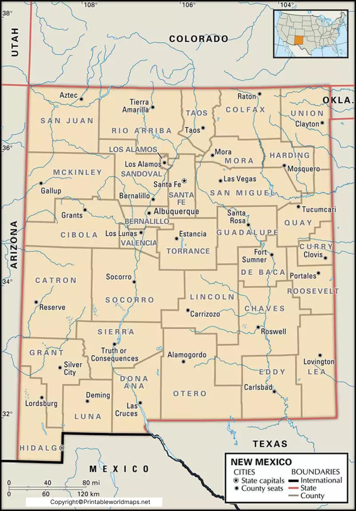 Labeled Map of New Mexico with Capital & Cities 5 Labeled Mexico Map with Capital