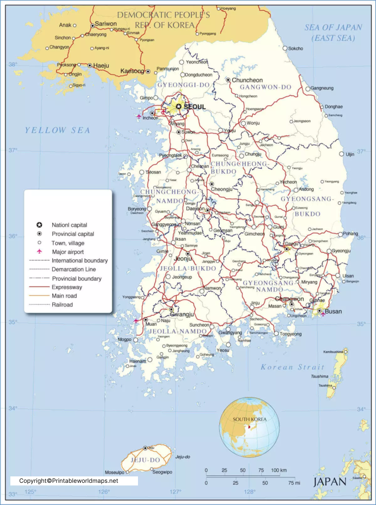 Labeled Map of North Korea with States, Capital & Cities 5 Labeled North Korea Map with Capitals