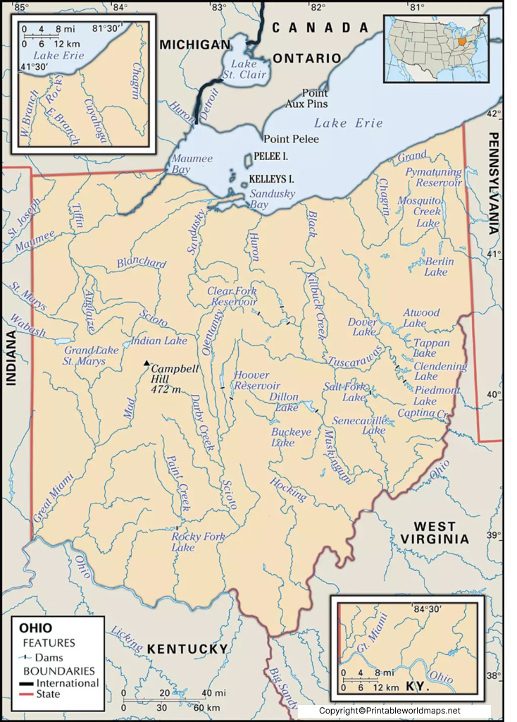 Labeled Map of Ohio with Capital & Cities 5 Labeled Ohio Map with Capital