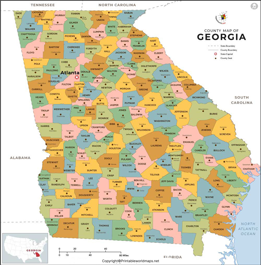 Labeled Map of Georgia with Capital & Cities 2 Labeled map of Georgia