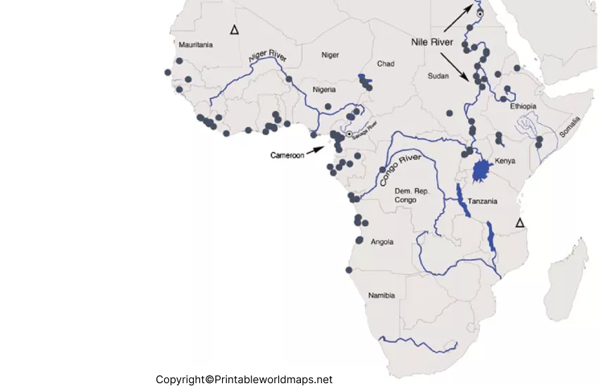 Printable Africa Rivers Map – Map of Africa Rivers 3 Map of Africa Rivers 1