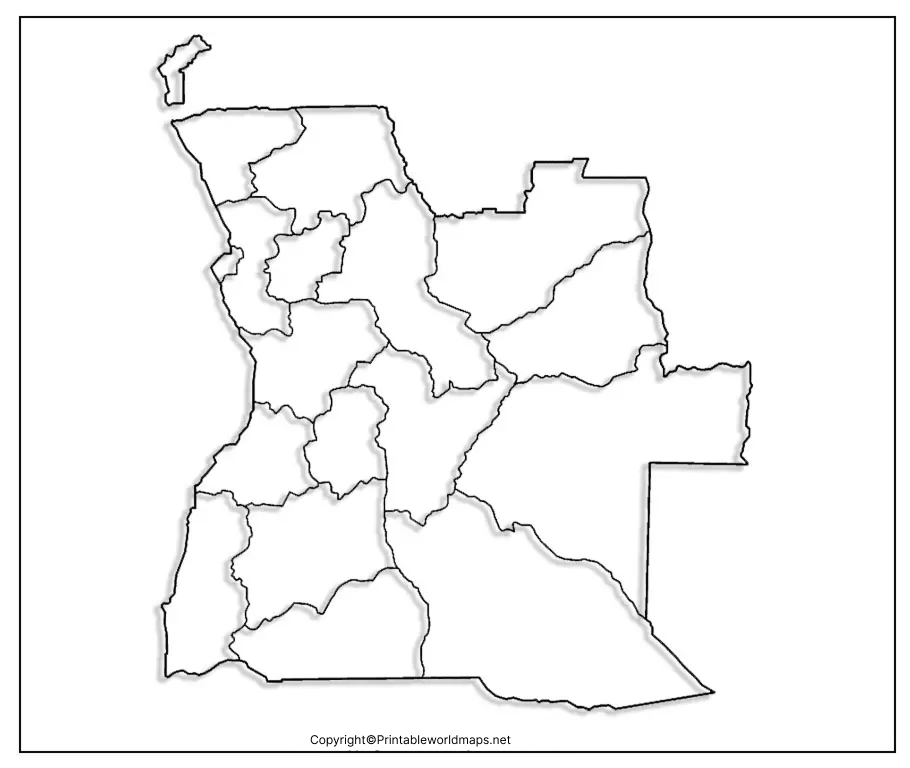 Printable Blank Map of Angola – Outline, Transparent, PNG Map 5 Map of Angola Practice Worksheet