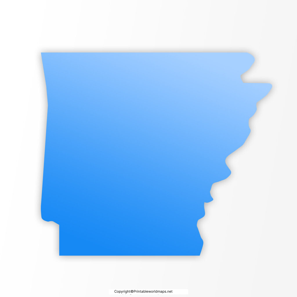 Printable Blank Map of Arkansas- Outline, Transparent map 8 Map of Arkansas for Practice Worksheet