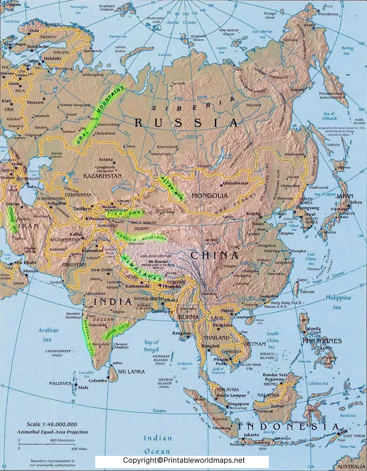 Map of Asia Mountains