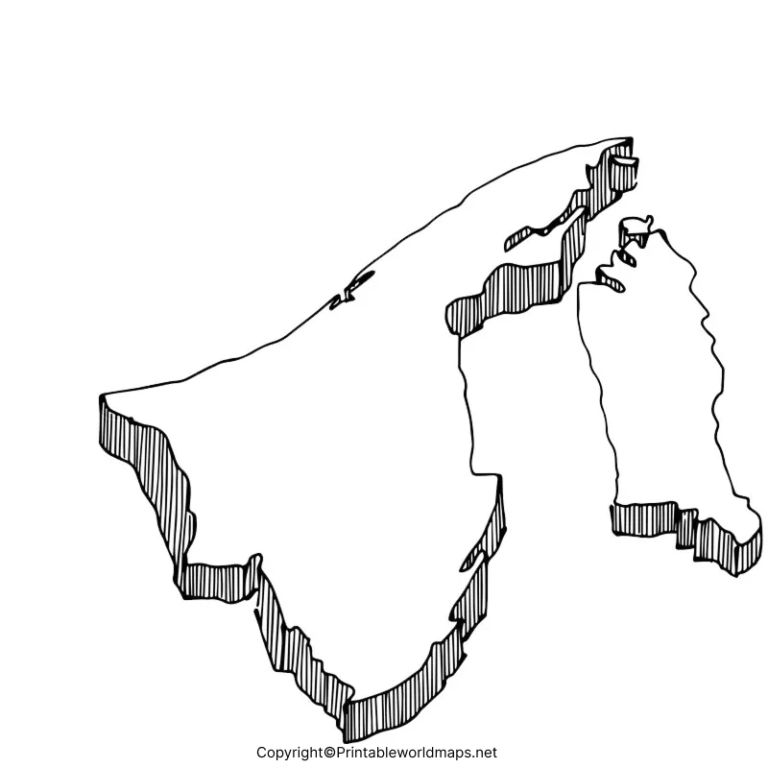 Map of Brunei for Practice Worksheet