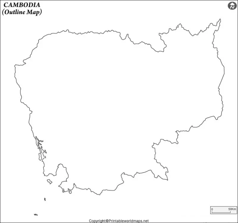 Map of Cambodia for Practice Worksheet