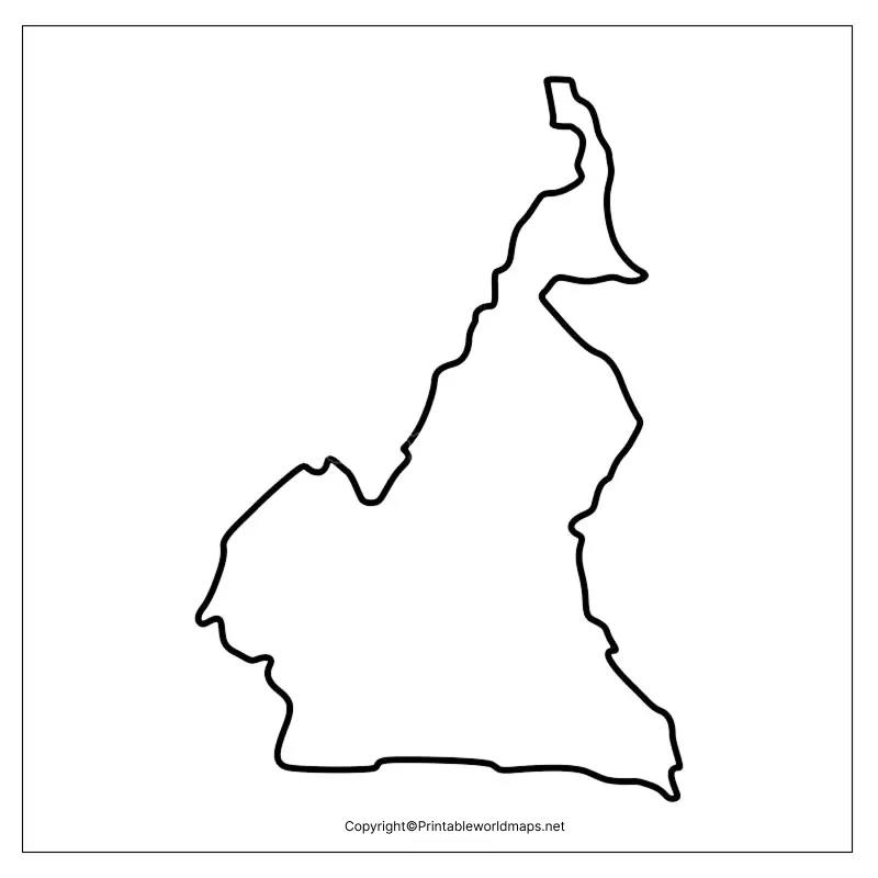 Printable Blank Map of Cameroon – Outline, Transparent map 5 Map of Cameroon for Practice Worksheet