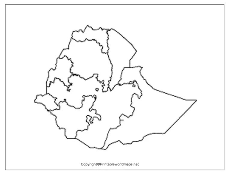 Map of Ethiopia for Practice Worksheet