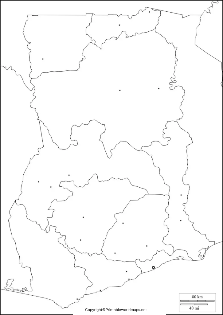 Printable Blank Map of Ghana – Outline, Transparent, PNG map 5 Map of Ghana for Practice Worksheet
