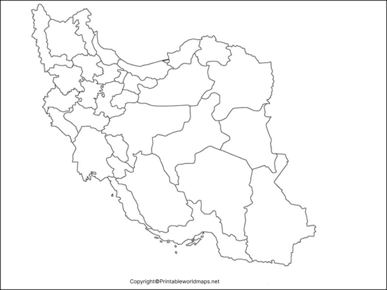 Printable Blank Map of Iran – Outline for Easy Learning