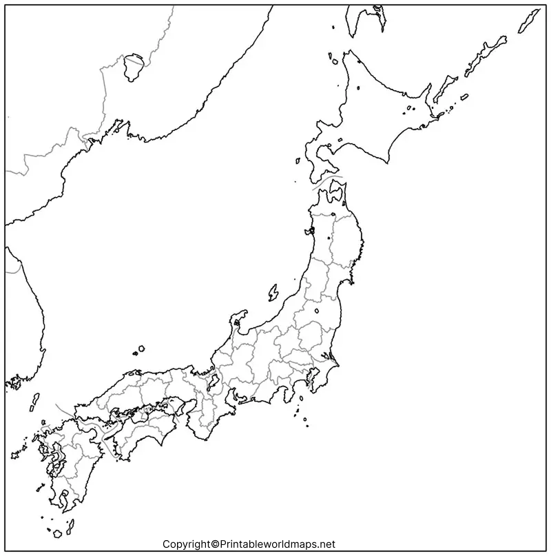 Printable Blank Japan Map – Outline, Transparent, PNG Map 5 Map of Japan for Practice Worksheet 1